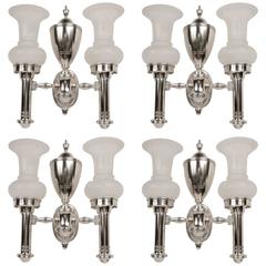 Set of Four Argand Style Two-Light Sconces 6
