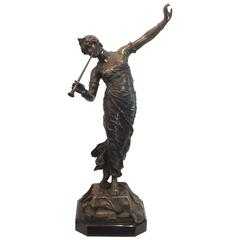 Art Nouveau Bronze by Franz Rosse Tambourine Dancer