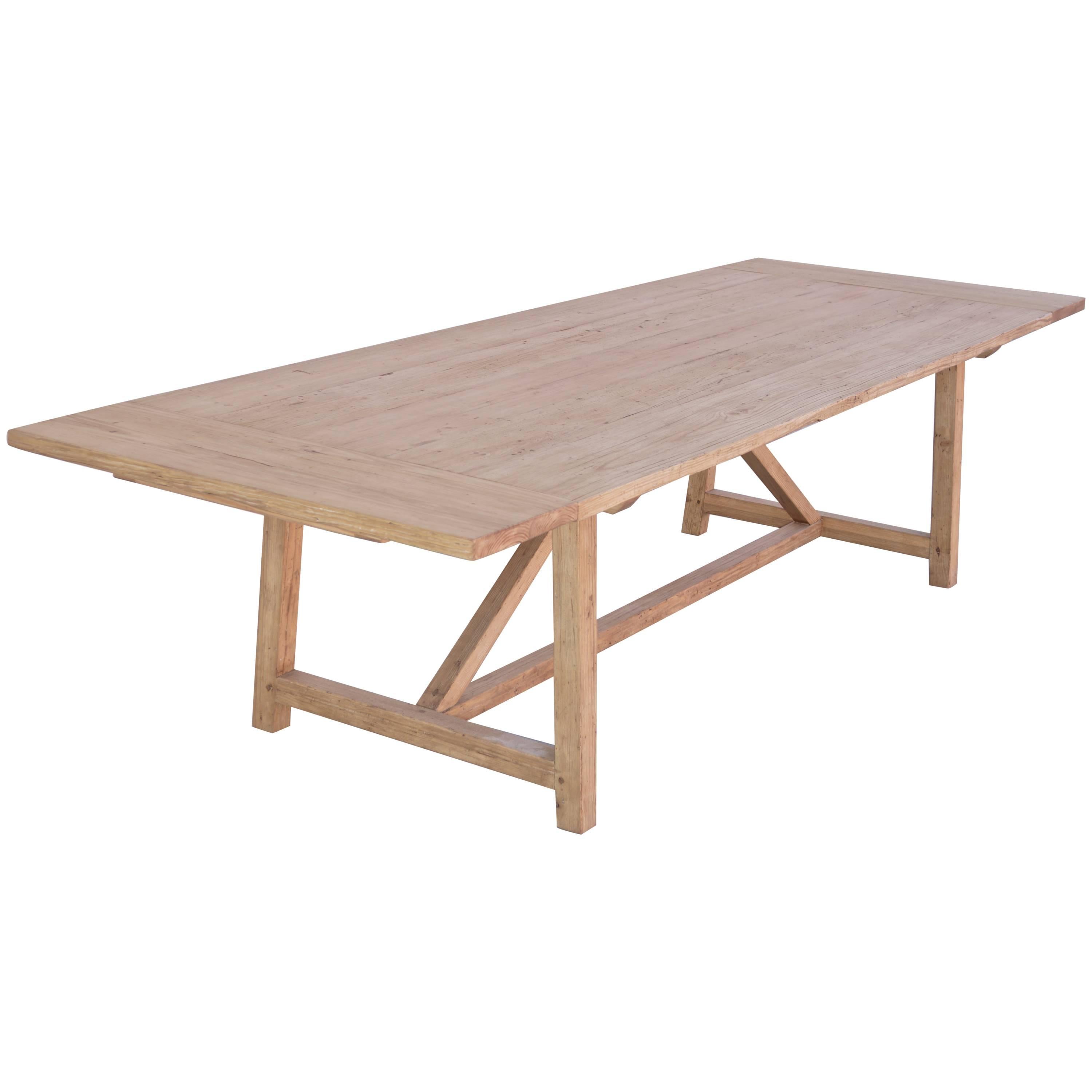 Iris Farm Table in Reclaimed Pine, Custom Made by Petersen Antiques (expandable)