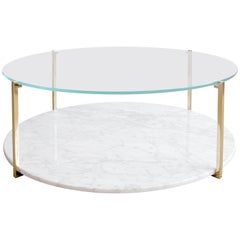 Arturo Round or Oval Polished Brass and Marble Cocktail Table