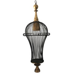 Beautiful Cage Style Modern Chandelier with Gilt Metal Details