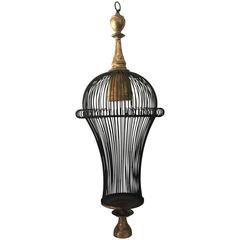 Beautiful Cage Style Modern Chandelier with Gilt Metal Details