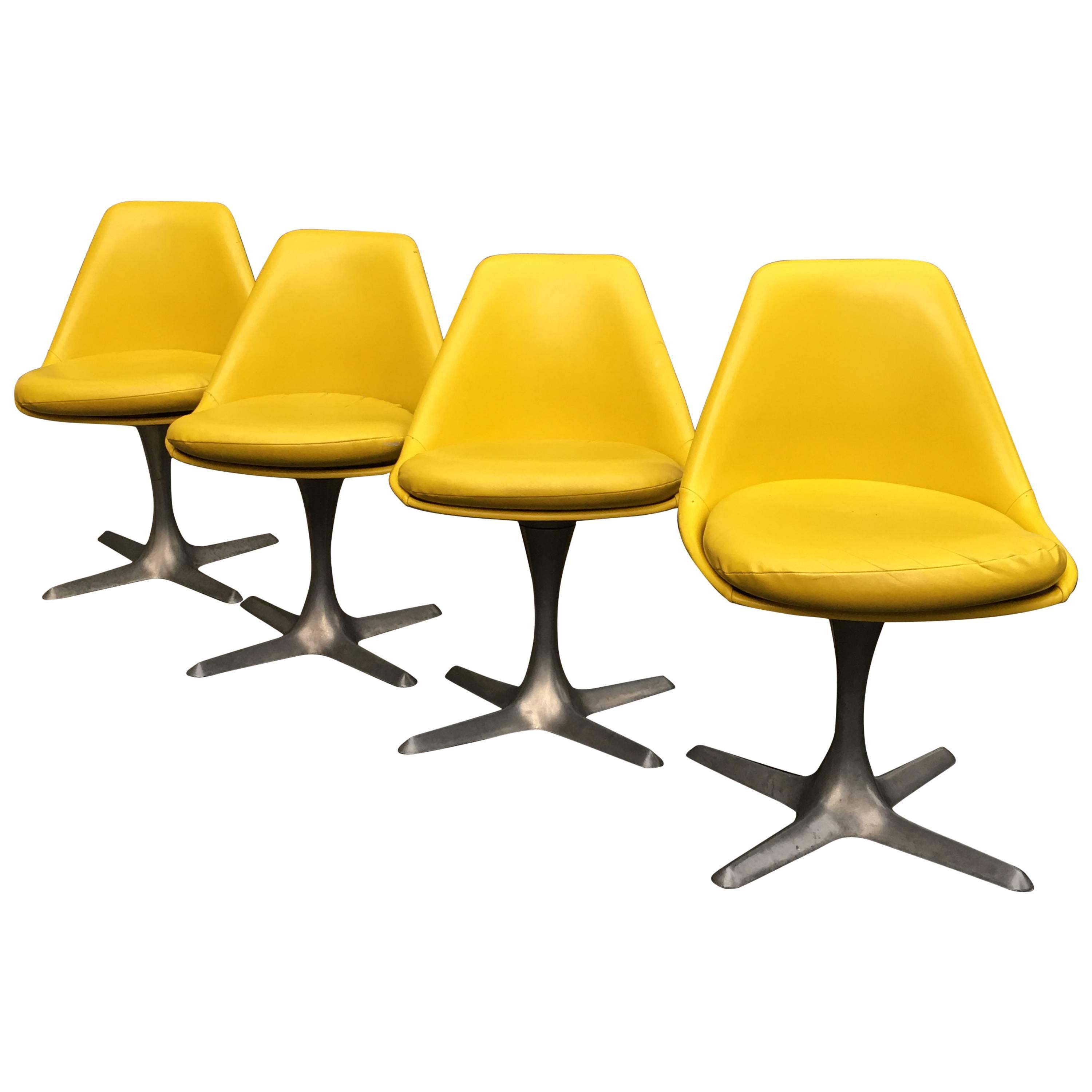 Four Maurice Burke for Arkana Yellow Dining Chairs