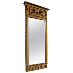 Swedish Empire Carved and Painted Giltwood Mirror, Early 19th Century