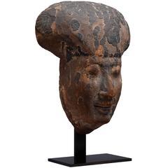 Ancient Egyptian Wooden Sarcophagus Face Mask, 200 BC 5