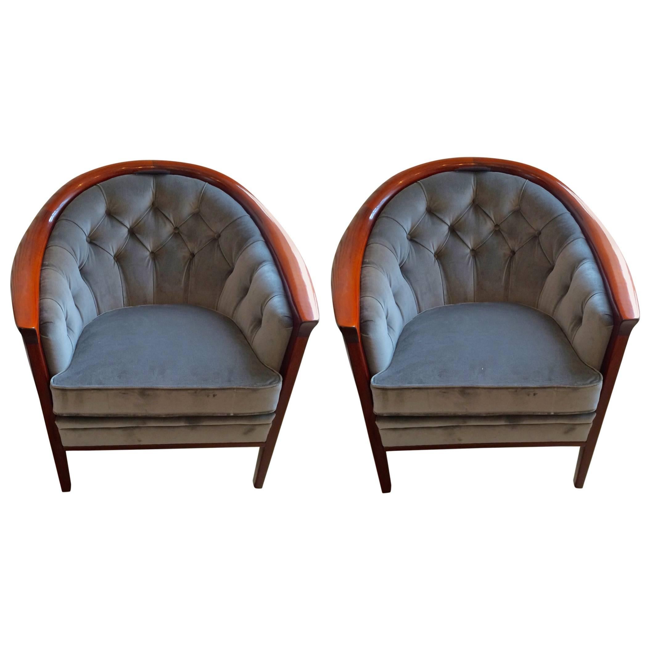 Pair of Swedish Modern Wood Tub Chairs by Bertil Fridhagen, circa 1960
