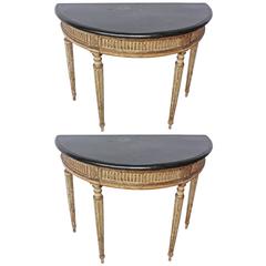 Rare Pair of Italian Neoclassical Console Tables