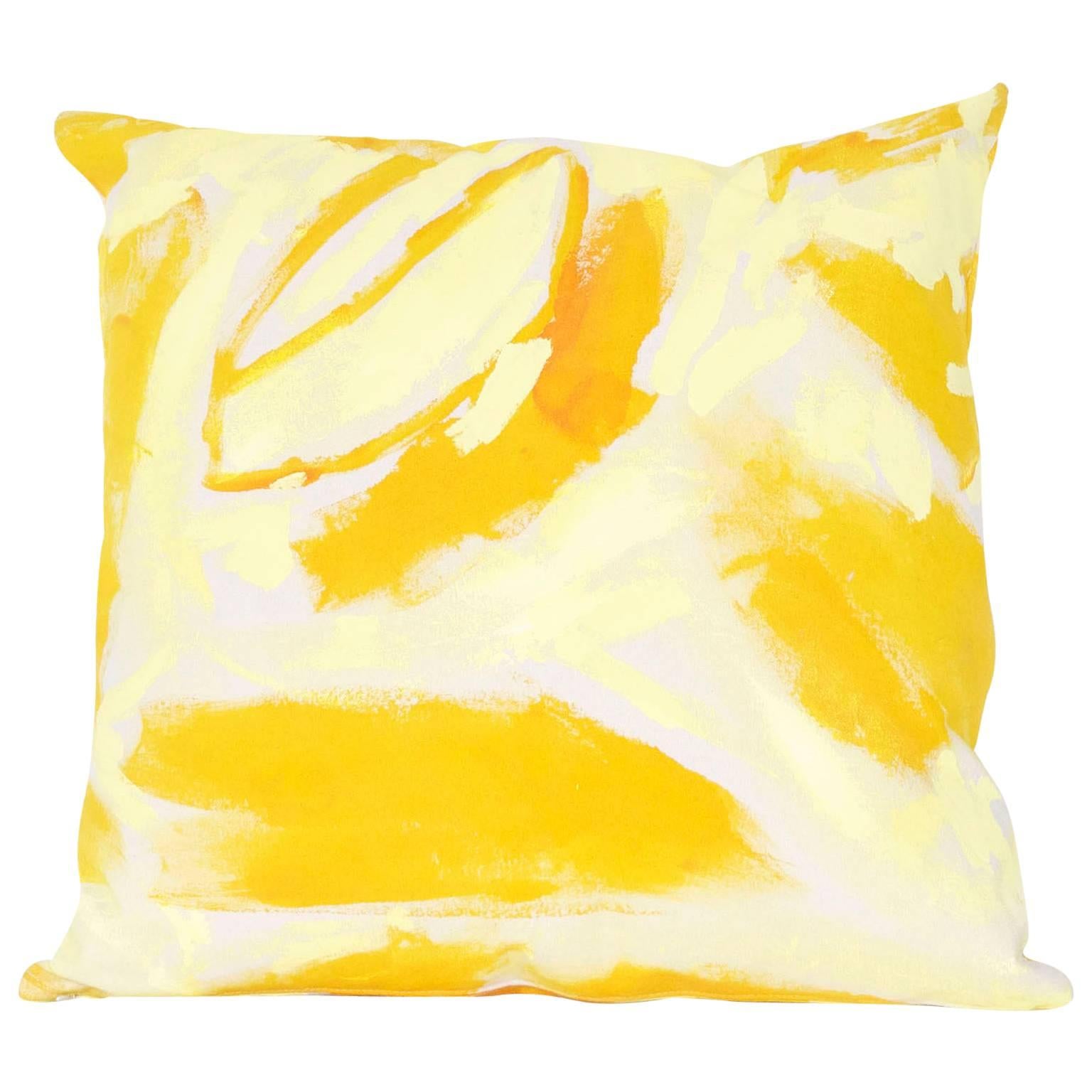 Yellow Two Hue Hand-Painted Canvas Square Pillow