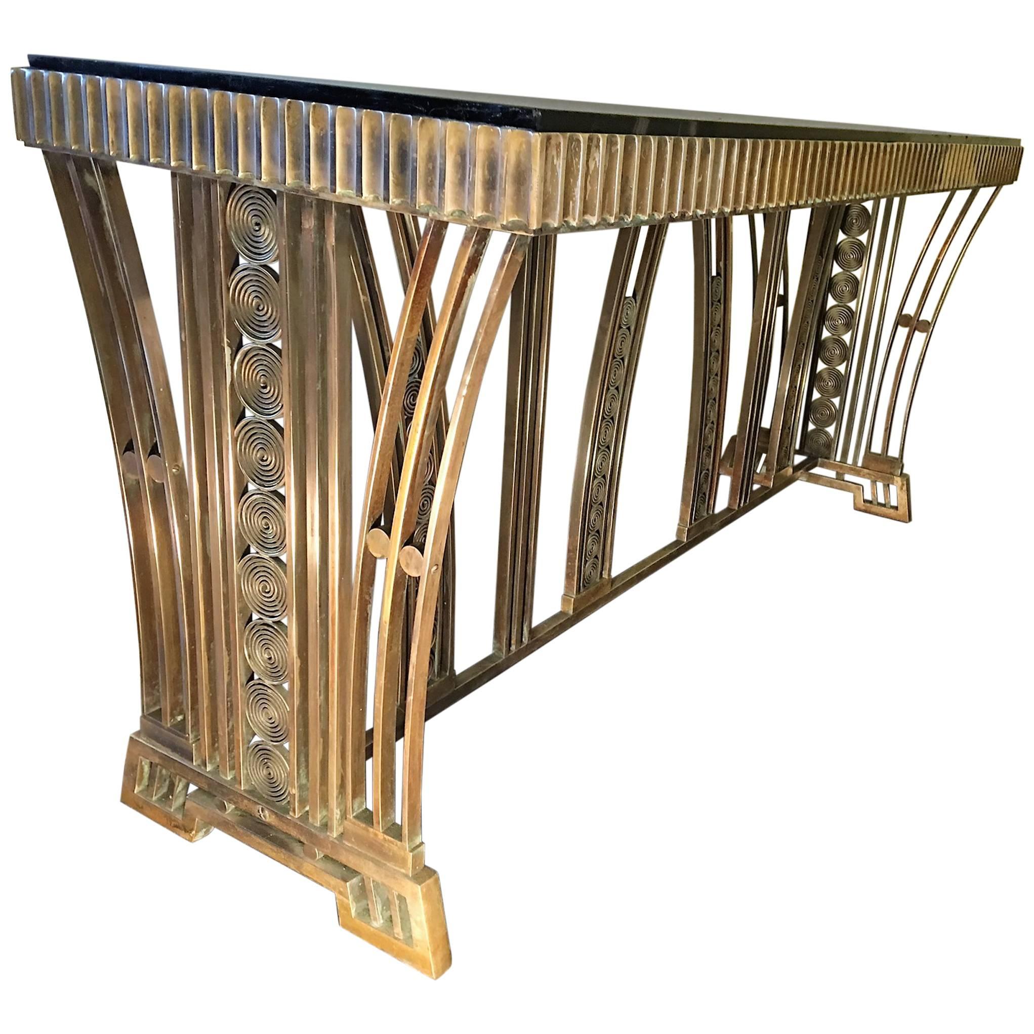 Incredible Modernist Bronze Art Deco Console Table by Edgar Brandt For Sale