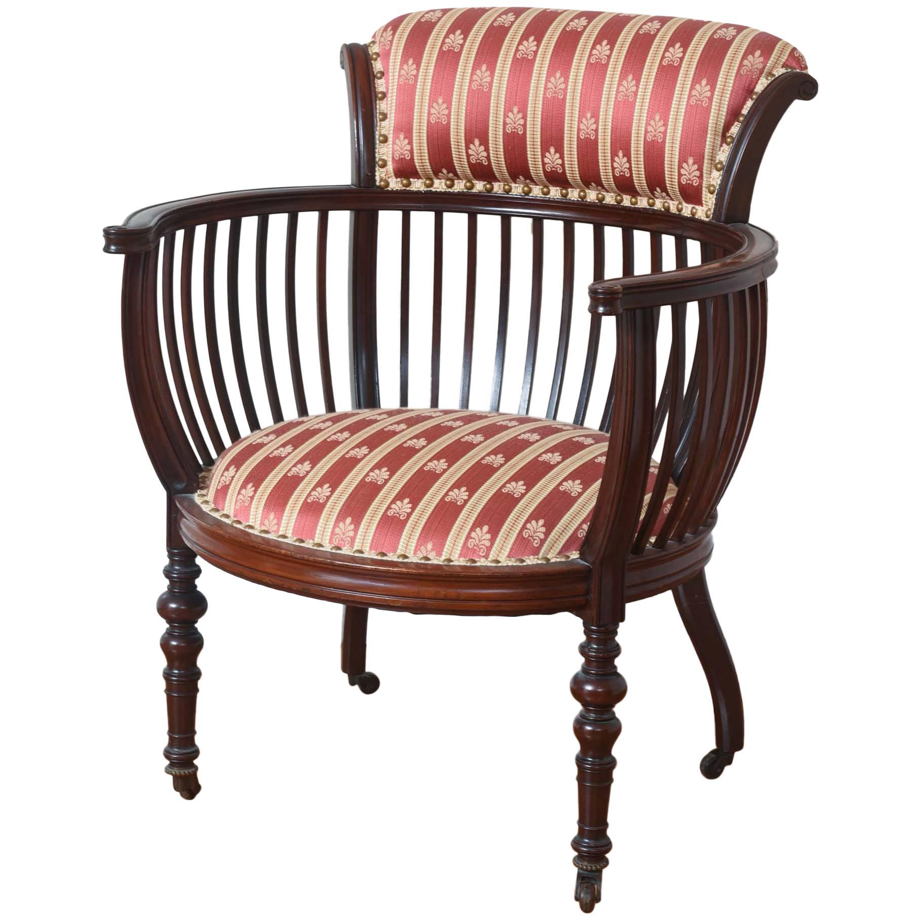 Antique Curved Back Occasional or Side Chair, Finely Carved with Great Detail