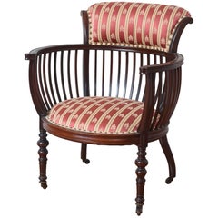 Antique Curved Back Occasional or Side Chair, Finely Carved with Great Detail