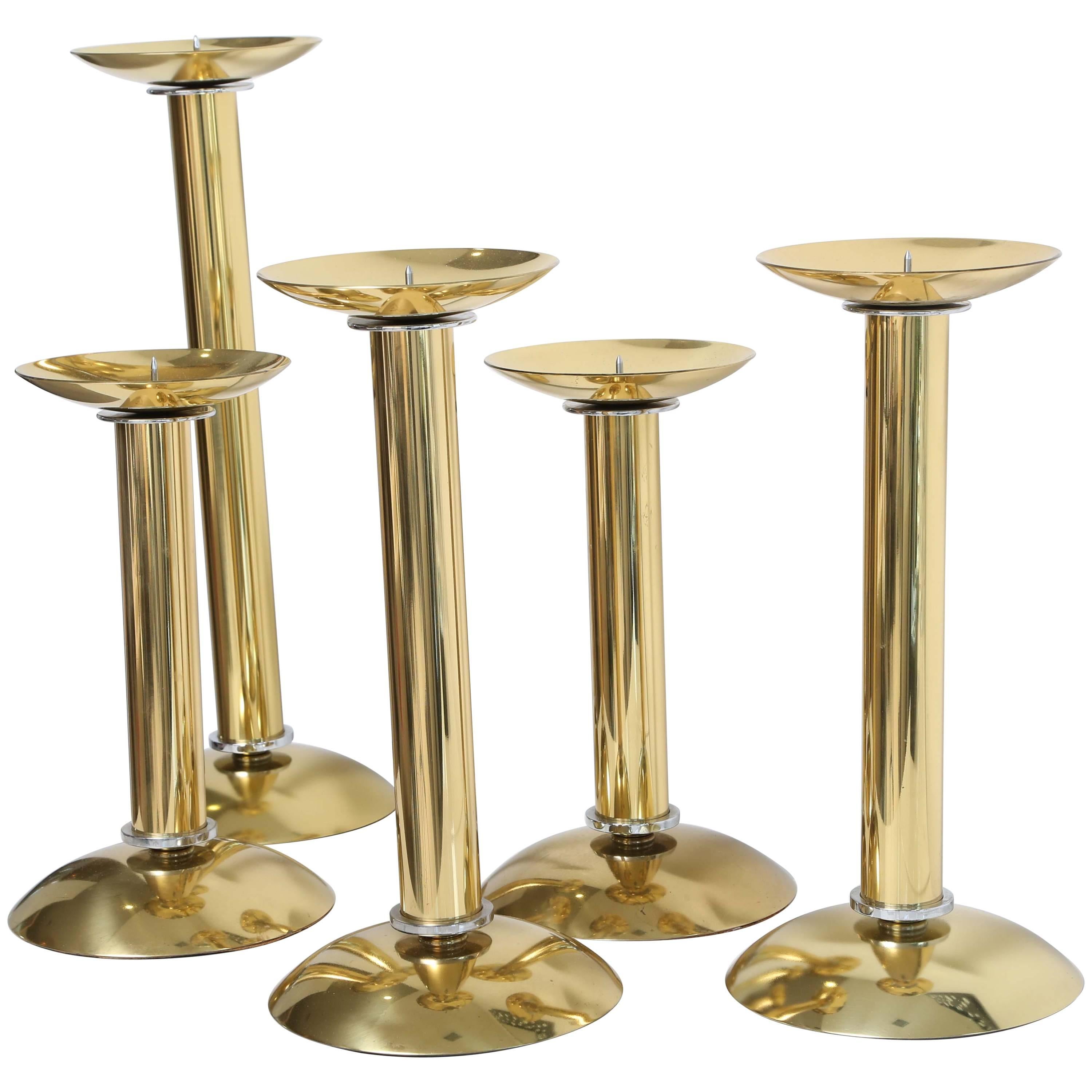 Group of Five Karl Springer Two-Tone Candlesticks For Sale