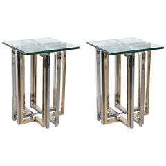 Pair of Two Tone Geometric Side Tables