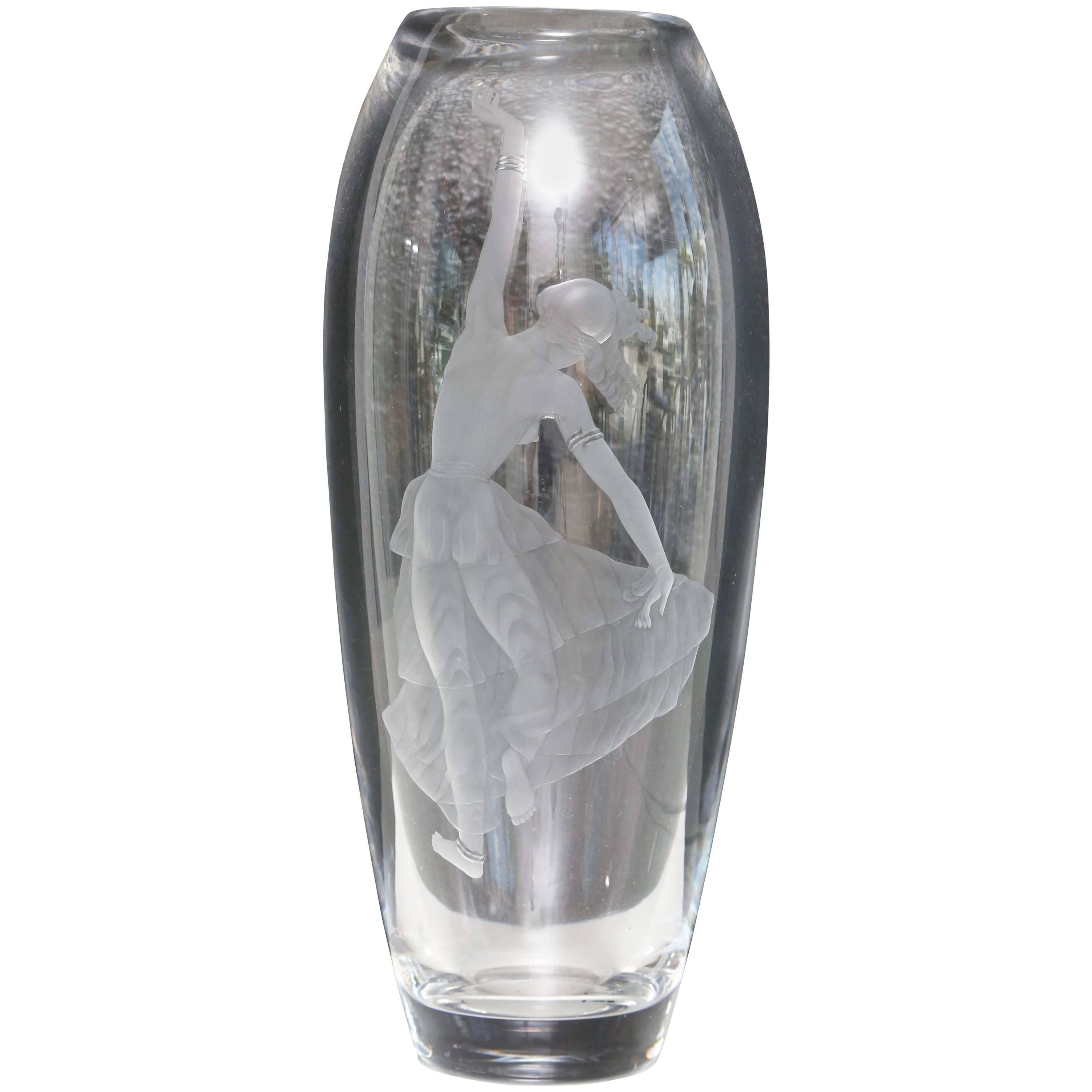 "Java Dancer" Swedish Glass Vase by Orrefors For Sale