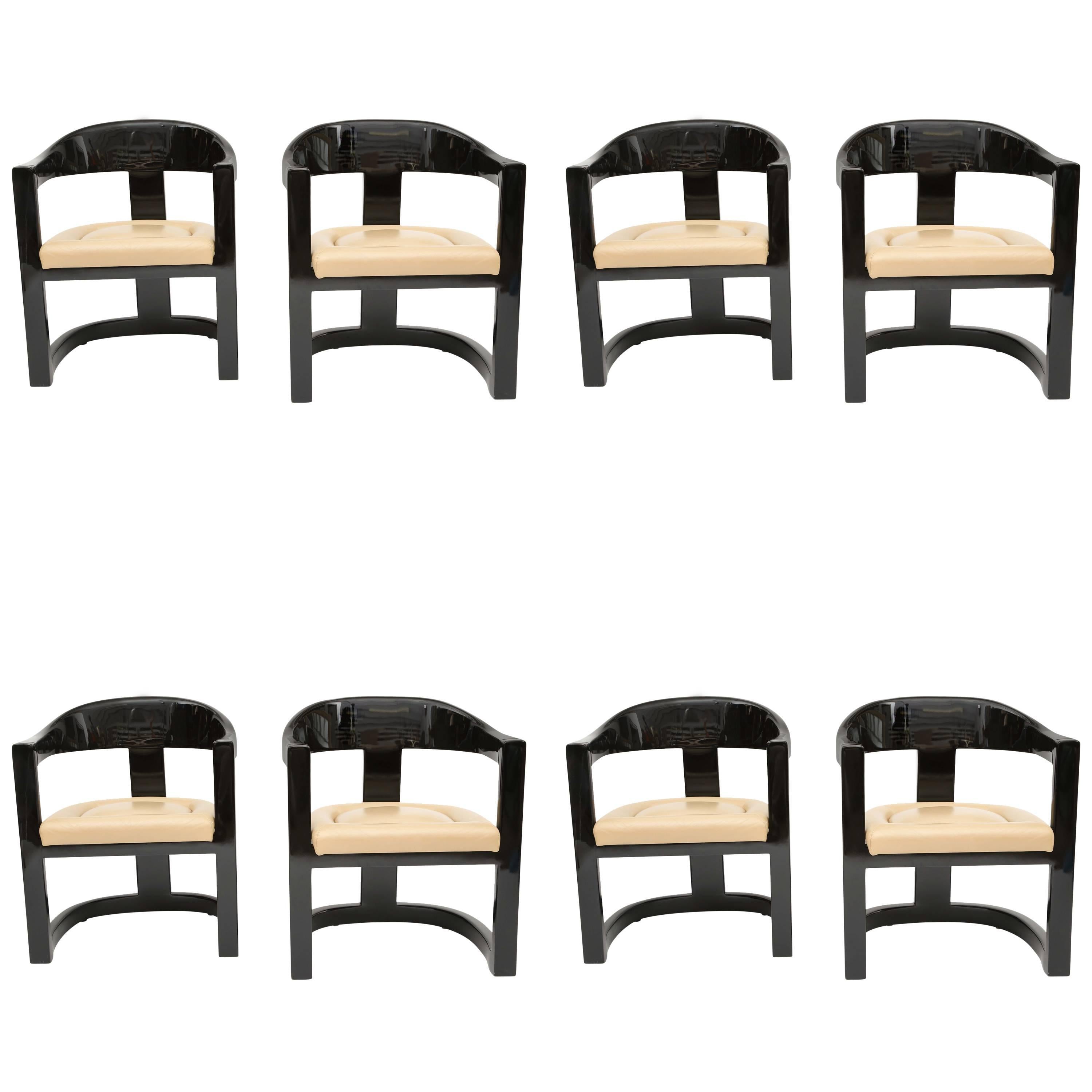 Set of Eight Karl Springer Onassis Chairs