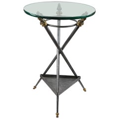 Neoclassical Steel and Brass Hound Gueridon