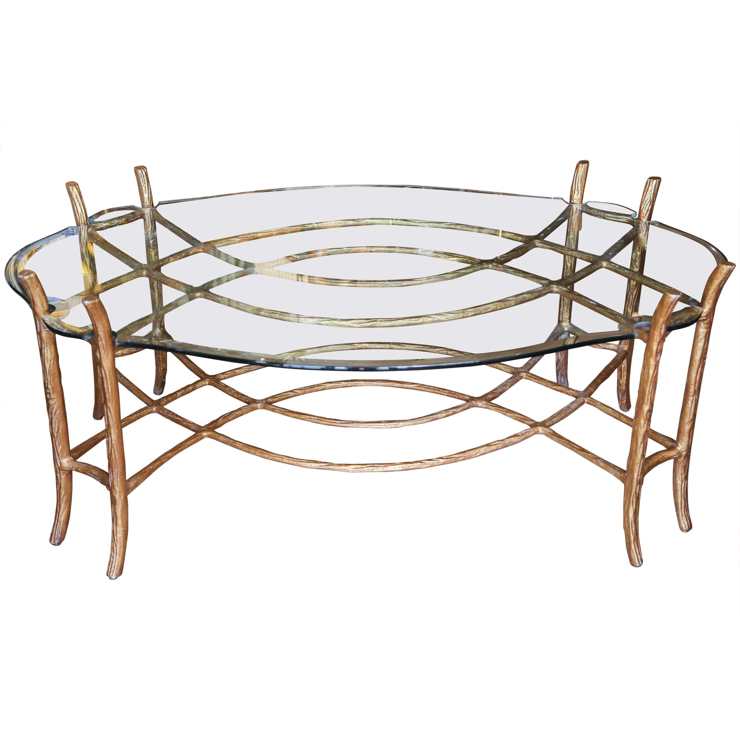 Vintage Gilded Faux Bois Coffee Table For Sale