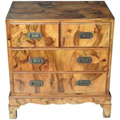Campaign Style Burled Olive Wood Bachelor's Chest