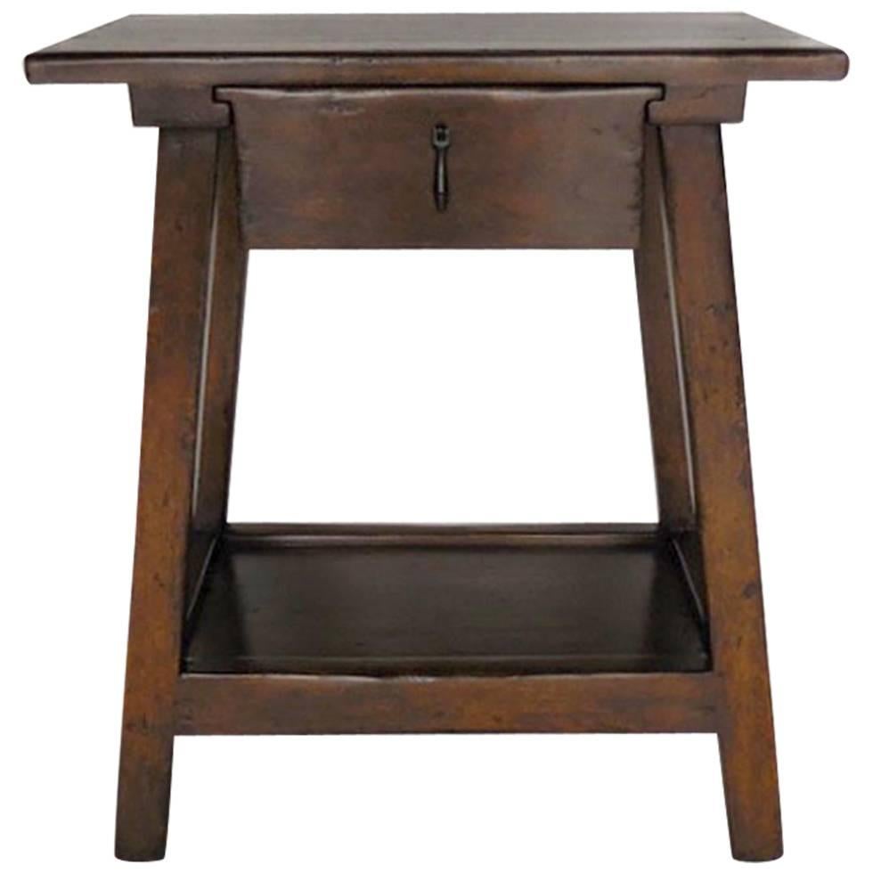 Dos Gallos Custom Wood Nightstand/Side Table with Drawer and Shelf