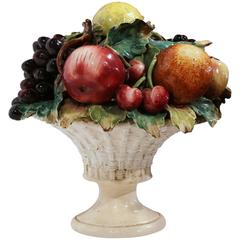 20th Century French Barbotine Fruit Basket
