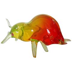 Large Murano Multi-Colored Glass Bull Sculpture, circa 1960