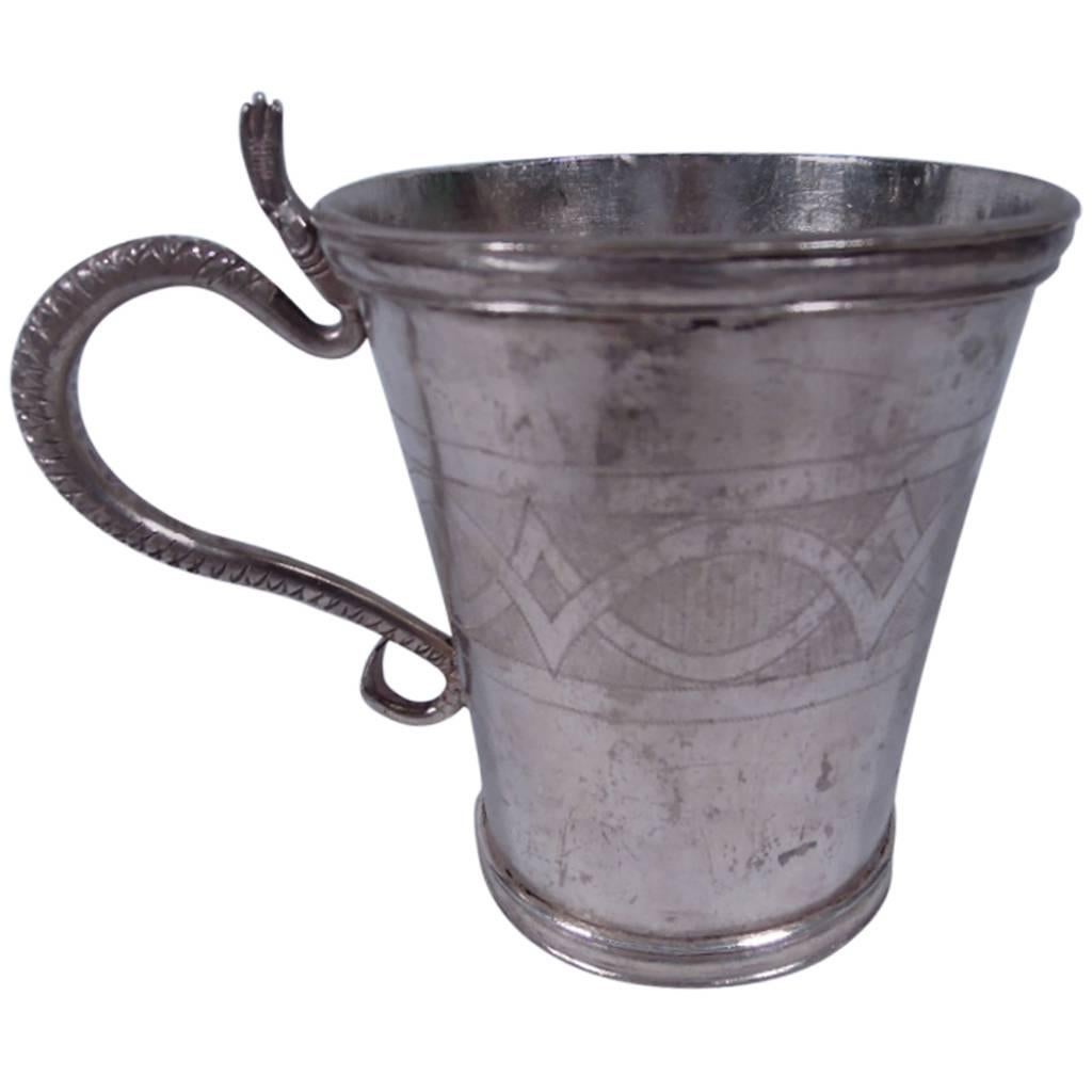 Antique South American Silver Mug with Snake Handle