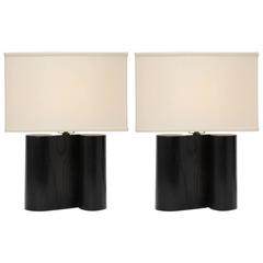 Pair of Ceruse Petit Musical Note Lamps