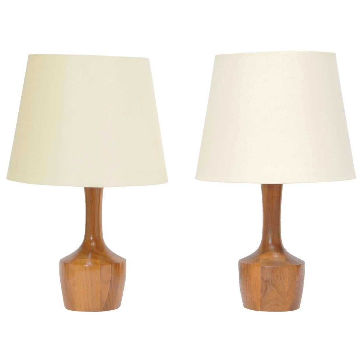 Pair of Butcher Block Table Lamps