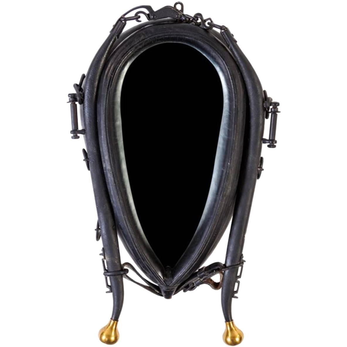 Handsome Horse Collar Mirror, Great Details, Very Good Condition.