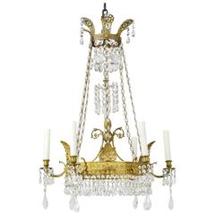 French Empire Style Gilt Bronze and Crystal Eight-Light Chandelier