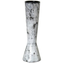 Italian Ceramic Vase Double Cone Shape with White Over Black Glaze