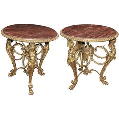 Pair of Louis XV Style Ormolu Maiden Side Tables French Table