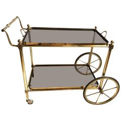Vintage French Brass Drinks Trolley Bar Cart