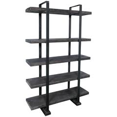 Industrial Style Plank and Steel Shelf Unit