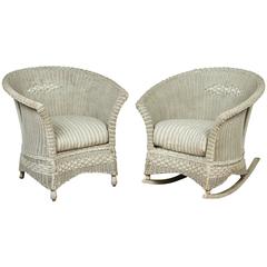 Antique Wicker Chair and Rocker 10