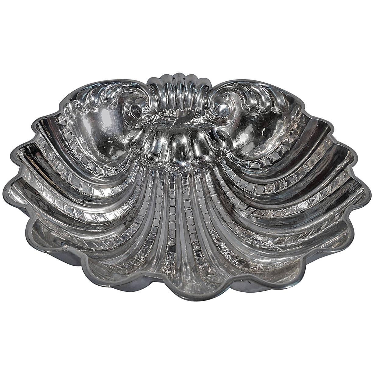 Italian Hand-Hammered Sterling Silver Scallop Shell Bowl