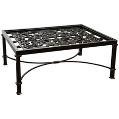 Polished Iron Coffee Table Base with Cherubs Made with 19th Century French Gates