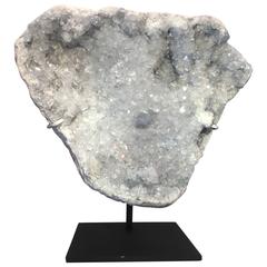 Light Blue Celestite Mineral Specimen Presented on a Custom Mount