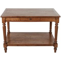 Antique French Silk Trader's Fabric Presentation Table or Kitchen Island