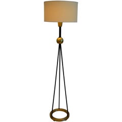 Mid Century Modern Gerald Thurston Brass and Iron Floor Lamp for Lightolier