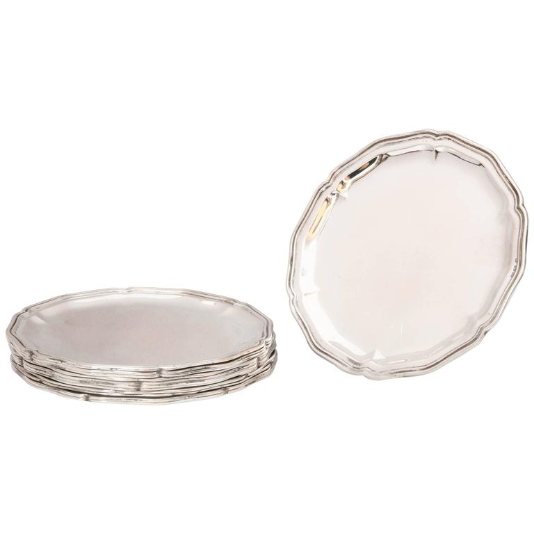Set of 12 Austrian Continental .800 Silver Bread and Butter/Salad Plates For Sale at 1stdibs