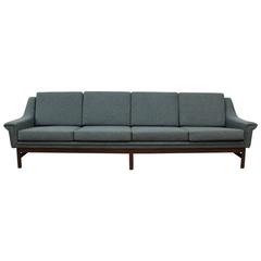 Danish Midcentury Large Four Seat Sofa and Footstool, Fully Restored