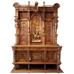 Monumental Hand-Carved Italian Walnut Renaissance Court Cabinet 10