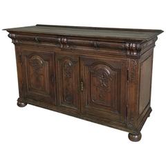 19th Century French Baroque Hand-Carved Oak Buffet