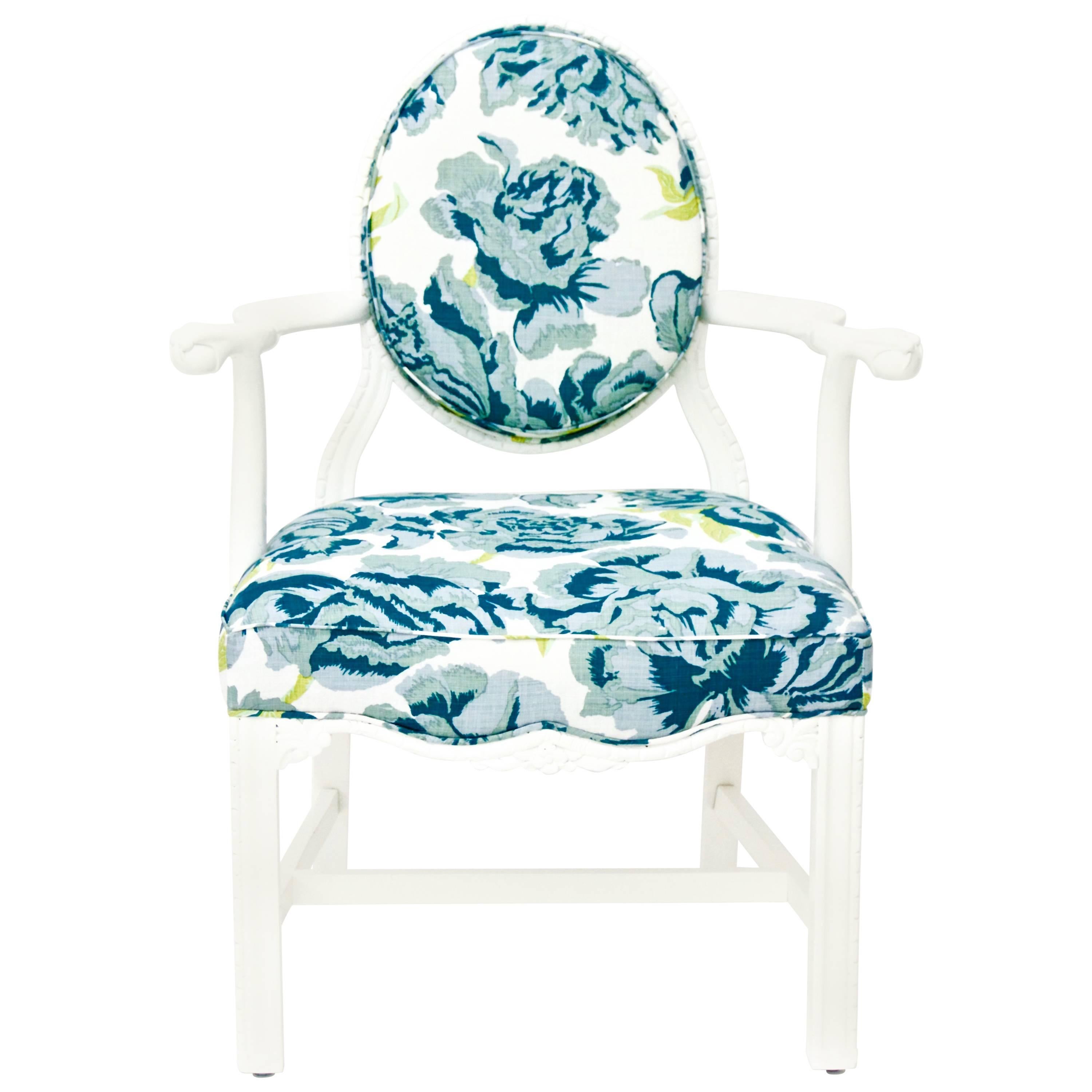 White Lacquered Chippendale-style Armchair