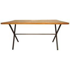 Vintage Modern Wood Tabletop with Iron Base