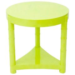 Retro Chic Round Side Table newly Lacquered in high gloss apple green