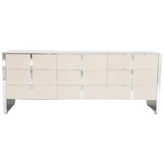 dusty rose dresser Rare Ello Dusty Rose Glass and Chrome Dresser