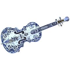 Early 20th Century, French Hand-Painted Faience Miniature Violin from Rouen 8