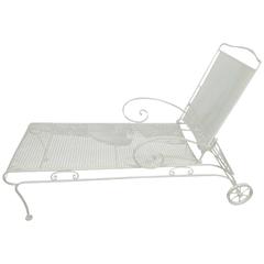 Russell Woodard Iron Mesh Steel Outdoor/Patio Chaise Lounge, circa 1950 2